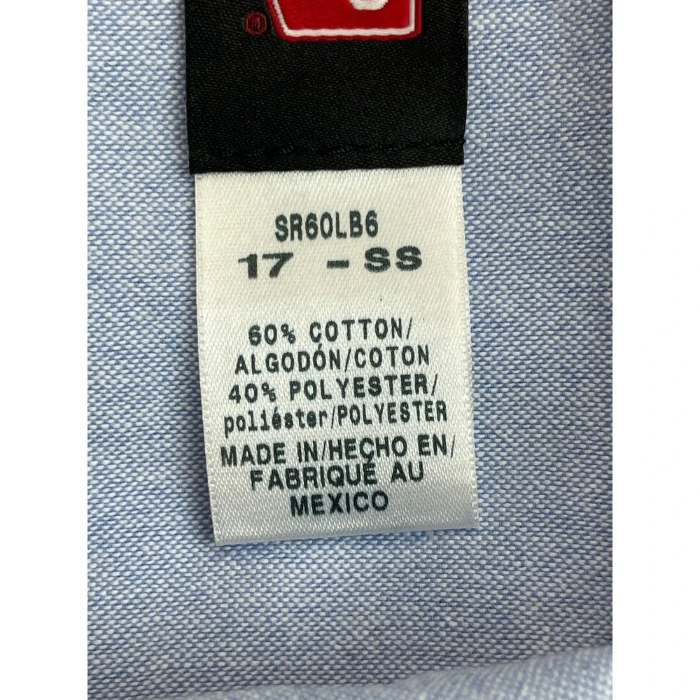 Red Kap Shirt Mens Large (17) Cotton Blend Oxford OCBD Short Sleeve